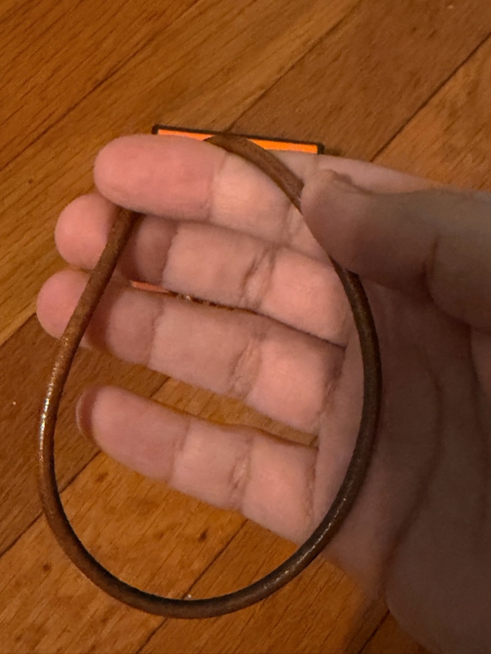 Hermes brown leather double wrap bracelet with gold hook - Picture 7 of 7